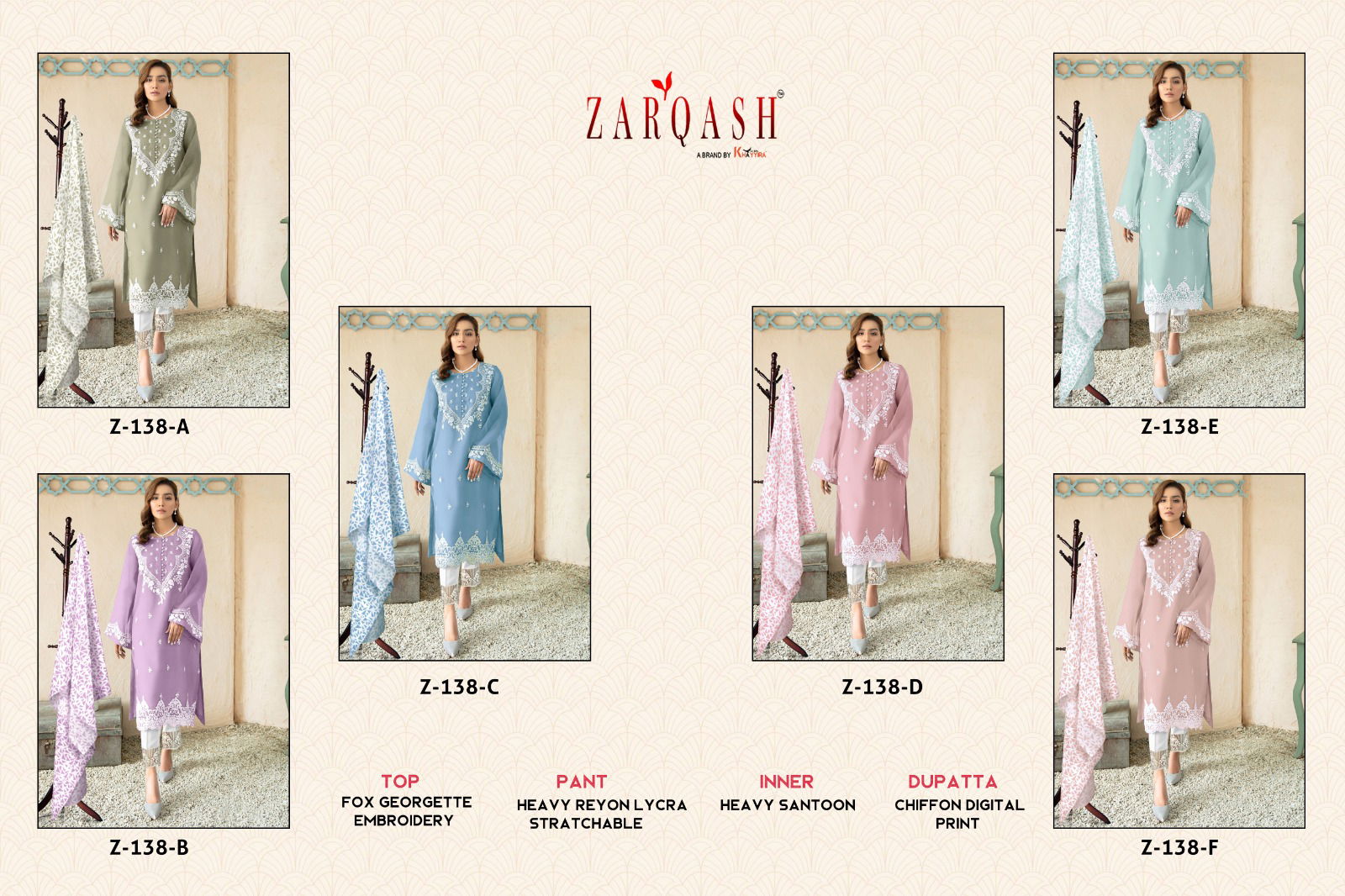 Zarqash Z 138 Readymade Pakistani Suits Catalog
